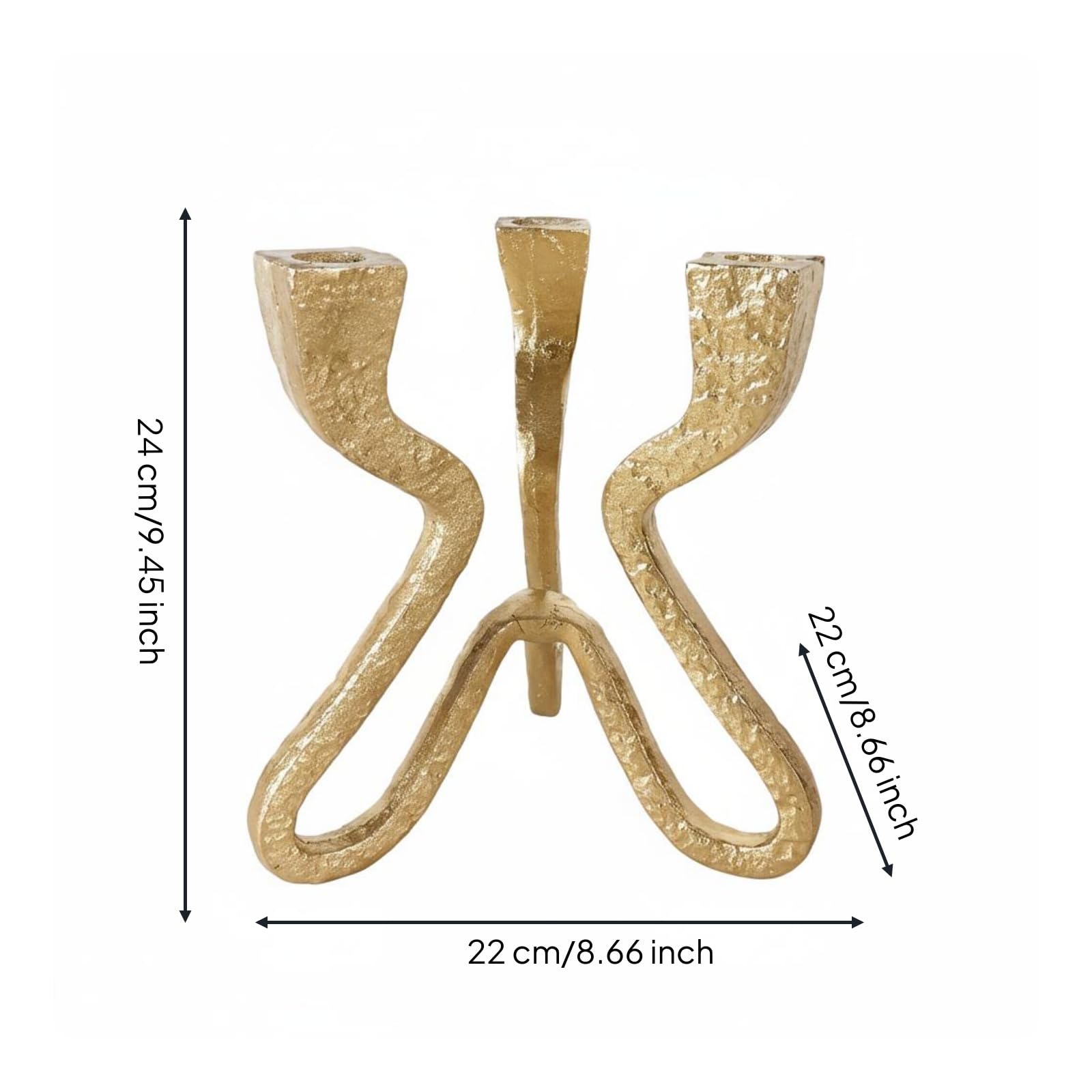 predolo Holder Portacandele Scultoreo Candeliere Astratto Supporto Tre Candele Struttura Aperta Resina Testurizzata Finitura Adatto a Mensole Camini Tavoli Sala da Pranzo Soggiorno, Oro