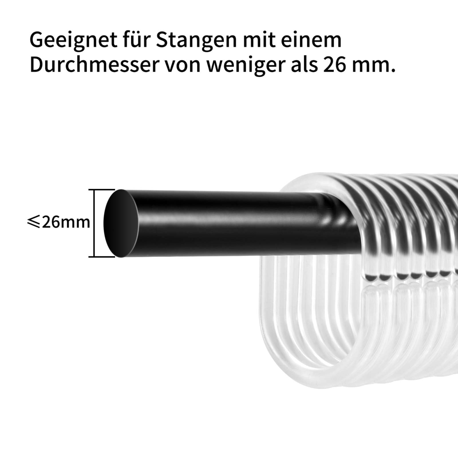 12 Ganci Per Tenda Doccia A Forma Di C – Anelli In Plastica ABS Trasparente, Antiruggine, Scorrimento Facile - 3