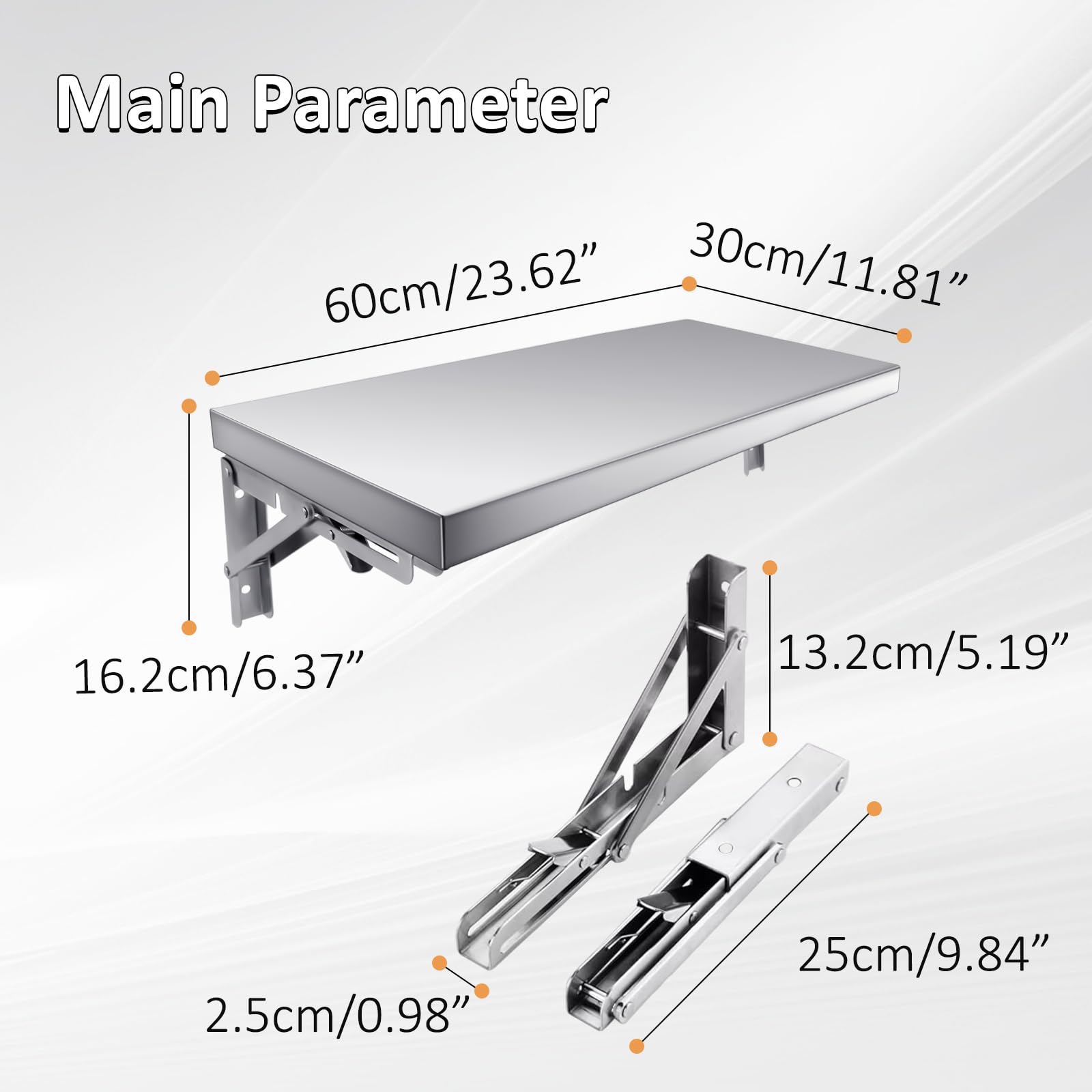 TAIMIKO Estantería de pared de acero inoxidable plegable montada en la pared, estantería de cocina comercial, camión de alimentos, restaurante, garaje, lavandería, lavandería, lavandería, mesa