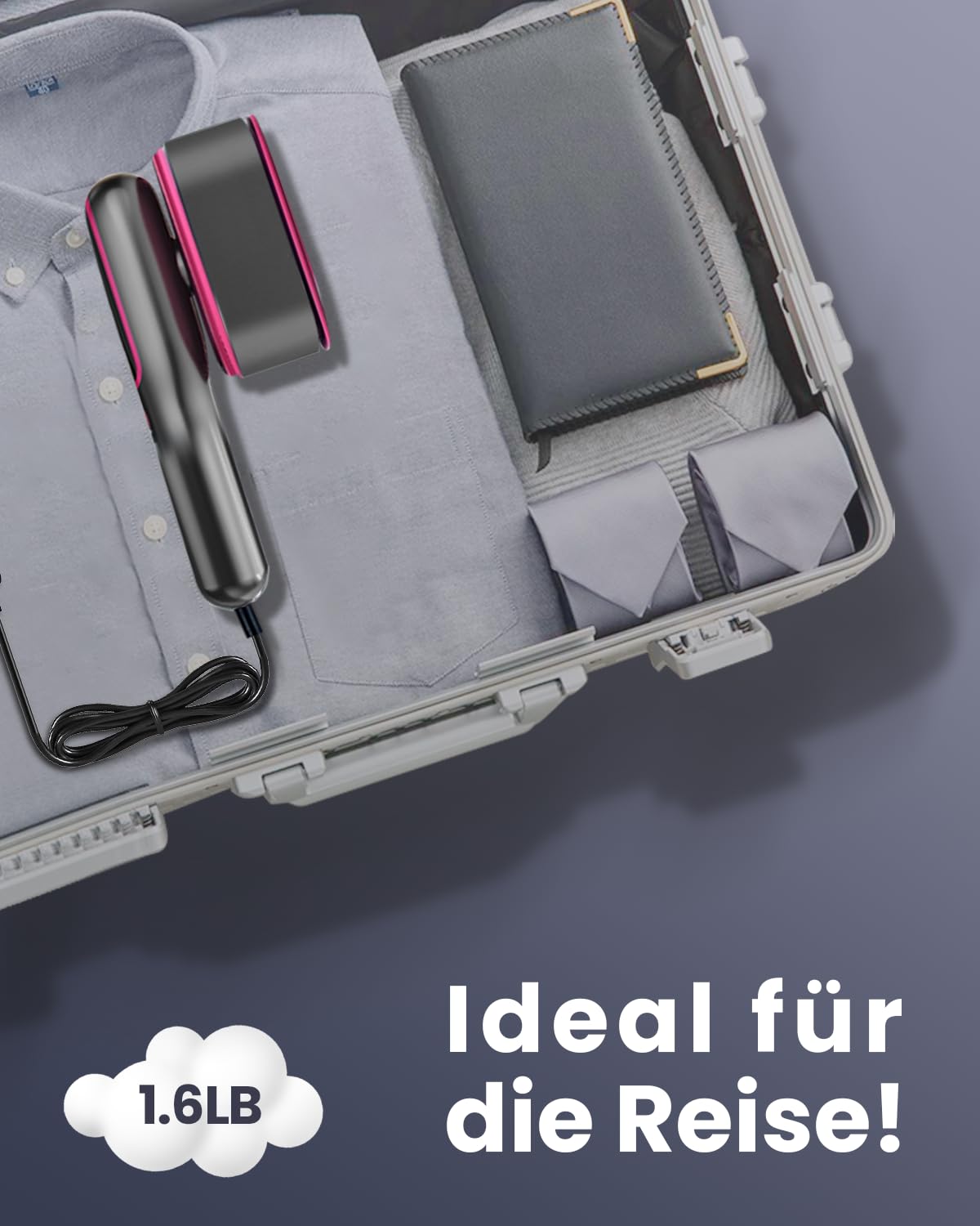 2-in-1 Tragbarer Dampfbügler für Kleidung - 15 Sek, Schnellaufheizung (1200 W), 90° Drehbarer Griff, 5 Dampfmodi, 15 Min, Kontinuierlicher Dampf – Ideal für Reisen & Zuhause