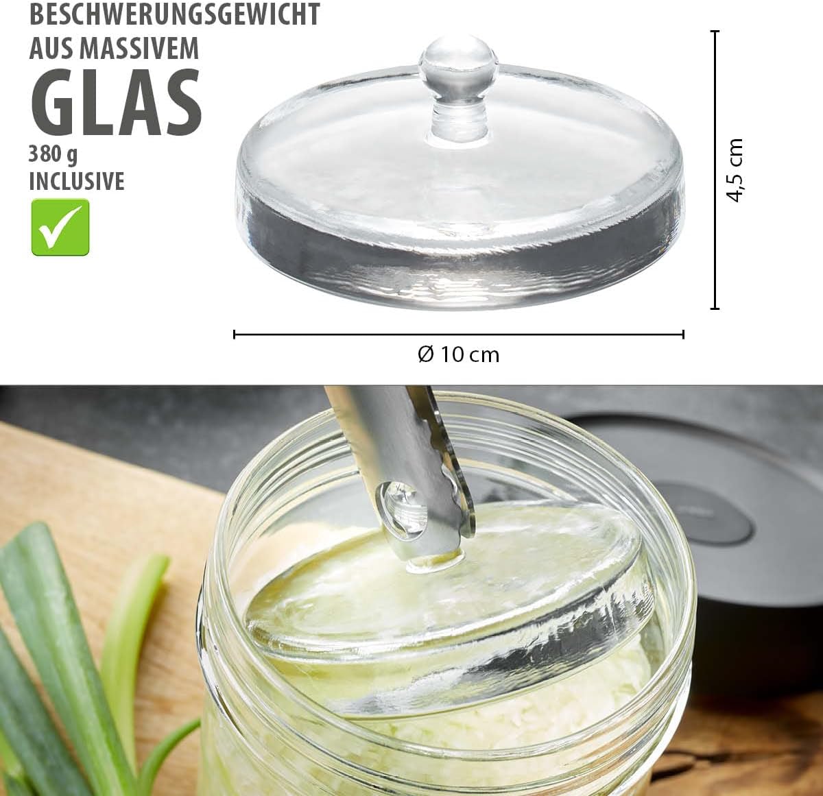 Gefu 15800 Nativo Fermentation Set, Plastic Stainless Steel Glass, Transparent,1 Liter (mit Stößel und Zange)