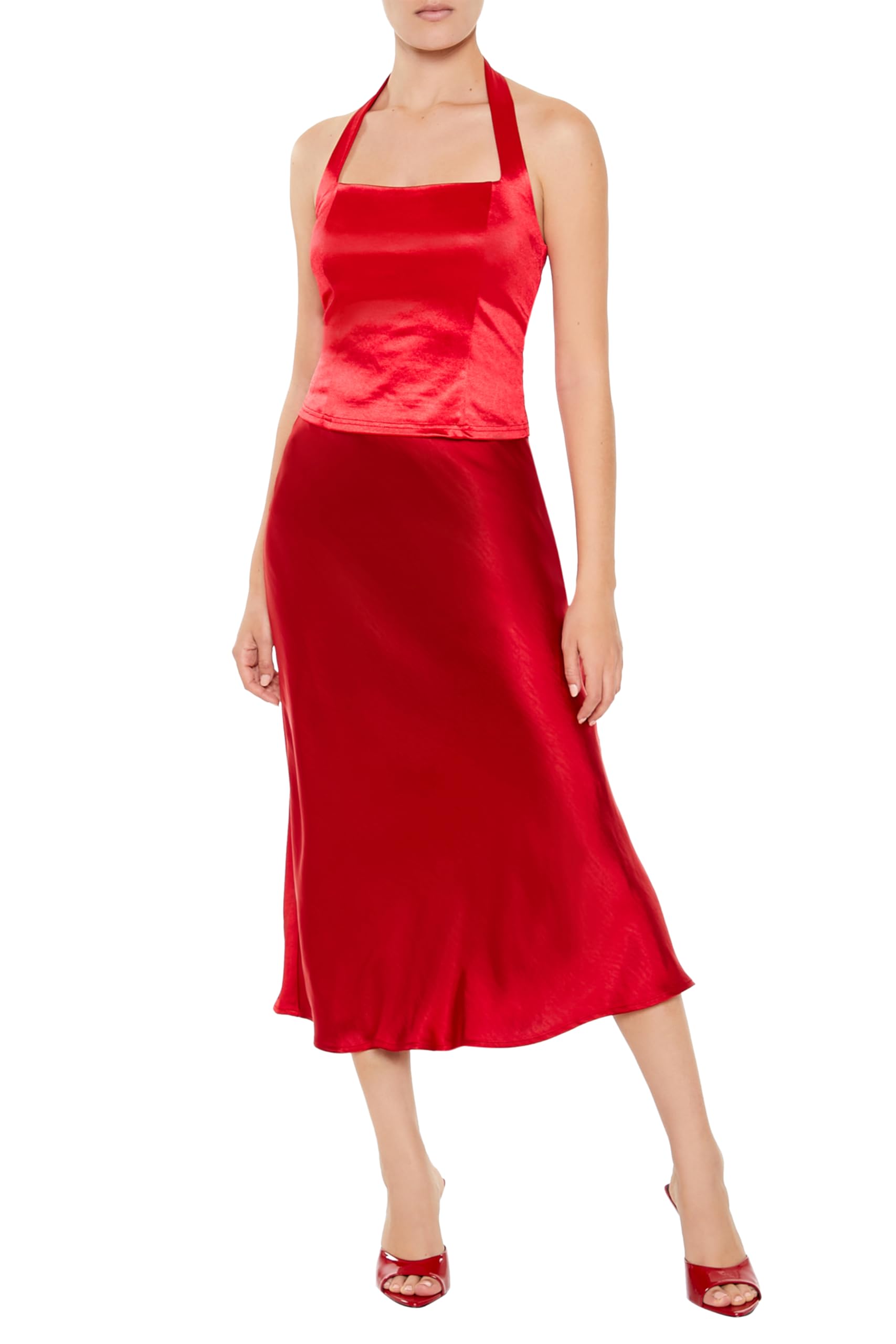 Forever 21 Satin Halter Crop Top Haut Court Dos Nu en Satin Femme