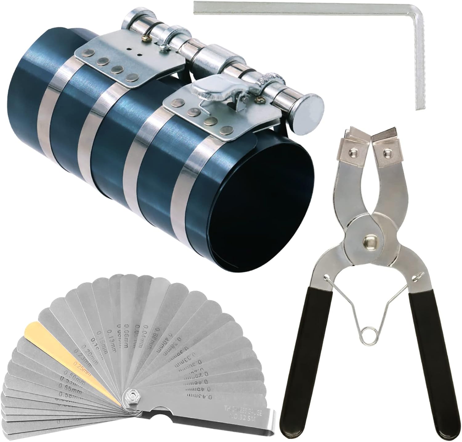 Wokape 4Pcs 6" Piston Ring Compressor Tool Set with Feeler