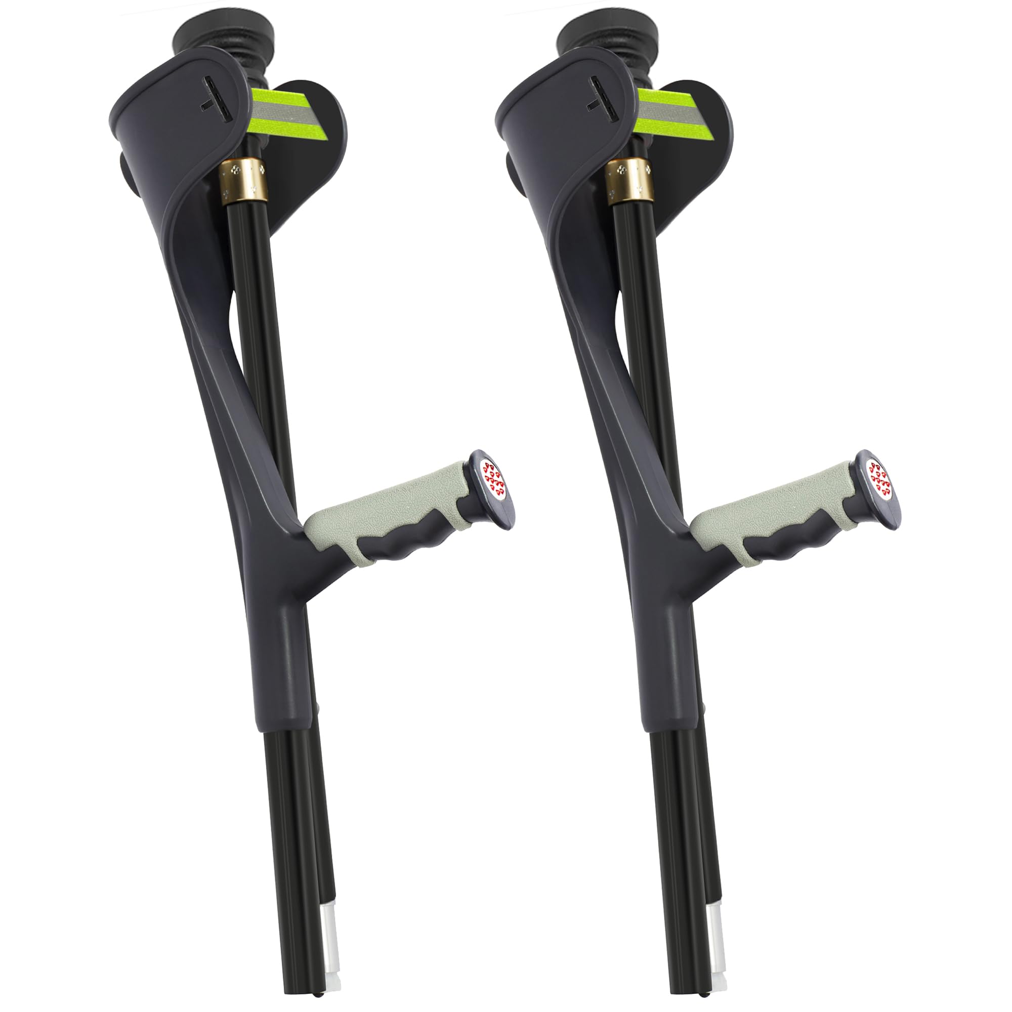 Muletas plegables para antebrazo para adultos (juego de 2) con patas de goma antideslizantes | Muletas de codo ajustables y ligeras con puños, muletas de viaje, ayudas para movilidad y caminar, color negro
