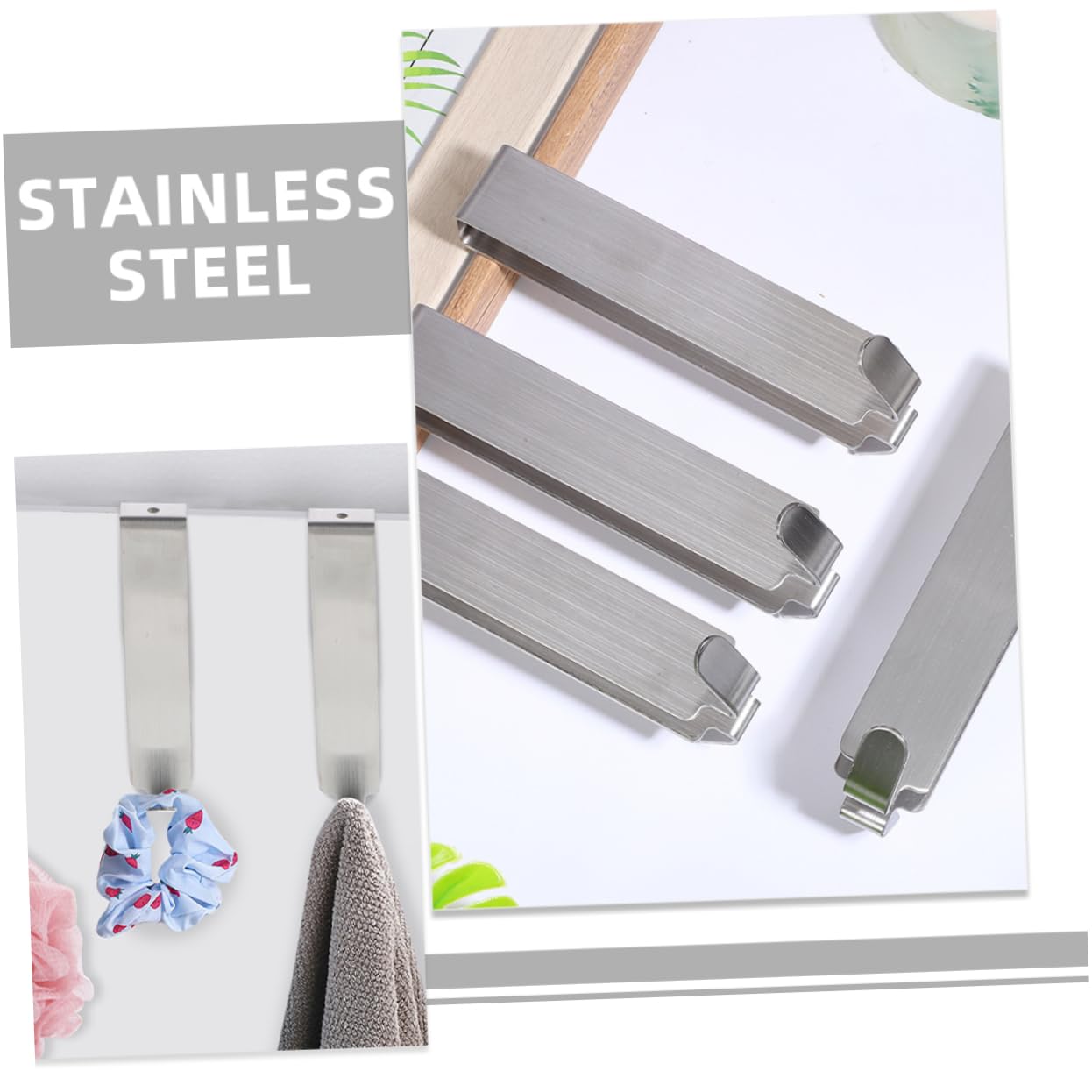 MAGICLULU Diseño Versátil y Resistente de Acero Inoxidable 5 Ganchos para Toallas y Puerta de Ducha para Baño y Colgar Bolsos