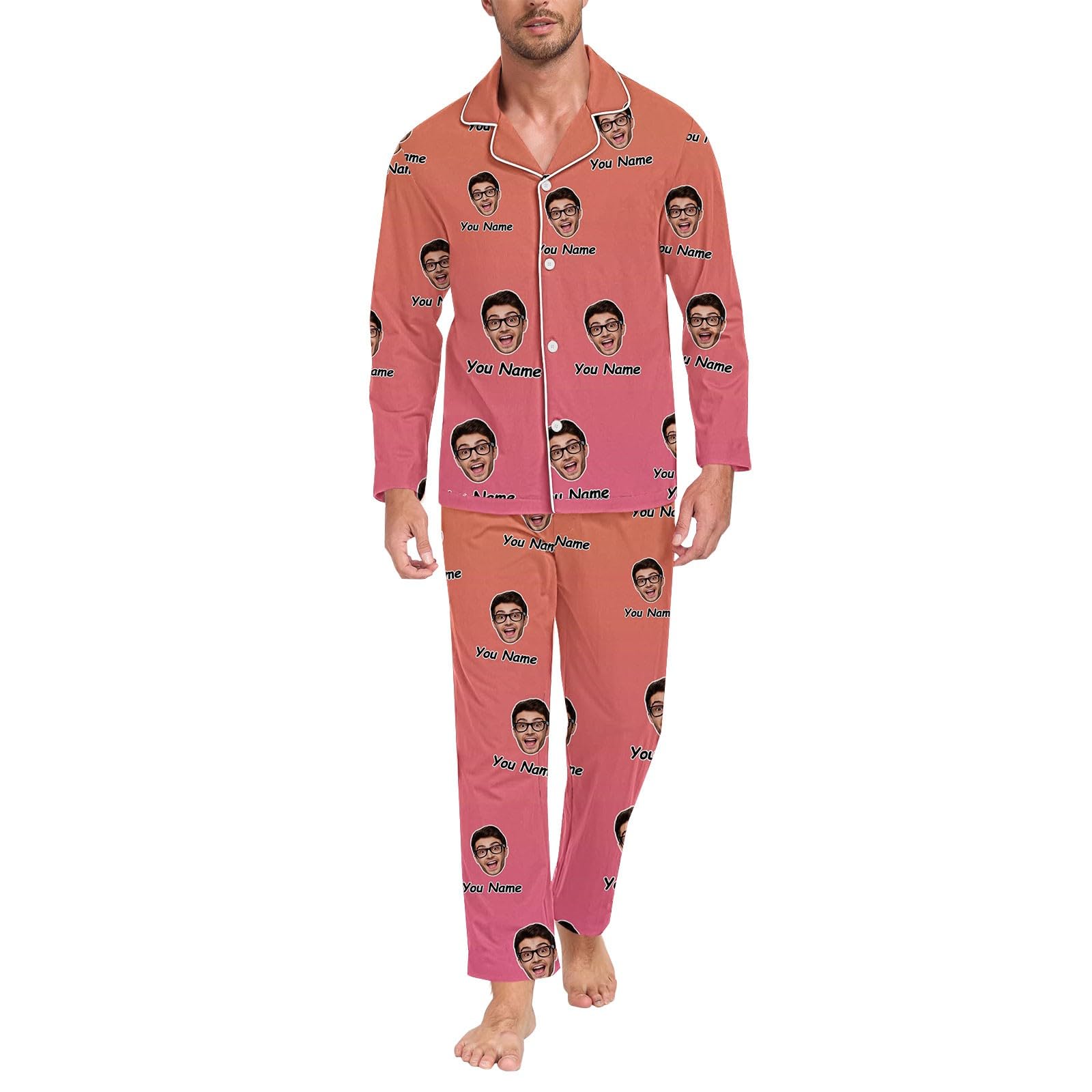Generisch Traje de hombre 52 conjunto de pijama pantalones divertidos para hombres mujeres parejas a juego unisex nombre personalizado vaca albornoz hombre