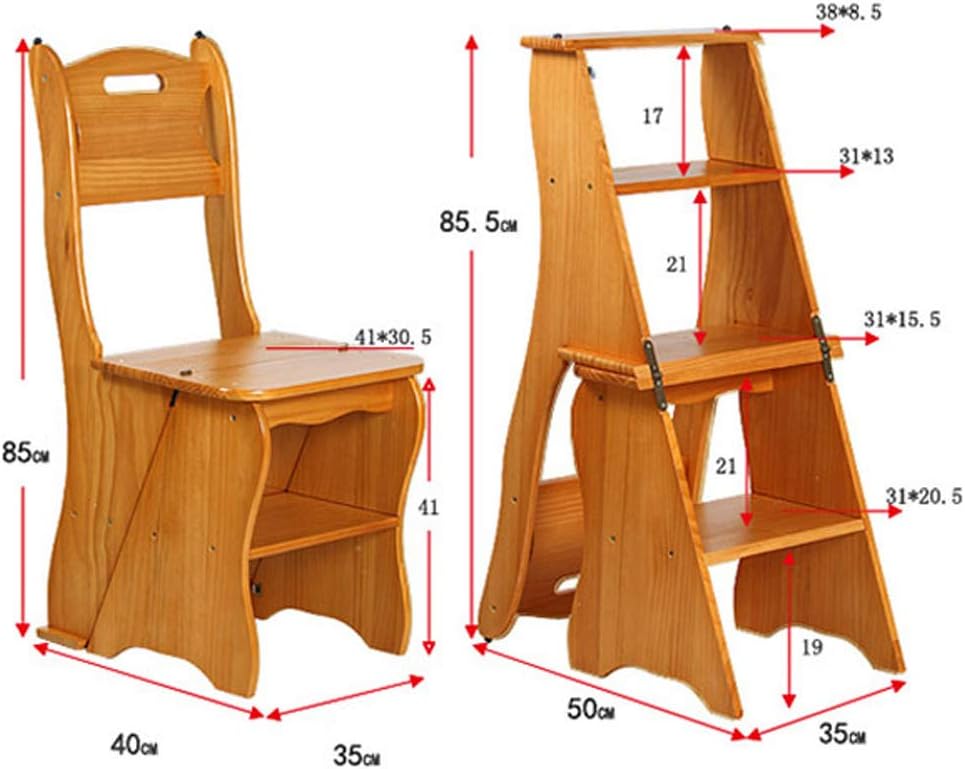Household 4 Pedal Stool/Ladder/Chair,Portable Shoe Bench,Indoor Folding Widened Wooden Stepladder,Storage Shelf/Plant Stand,Load Bearing 150kg