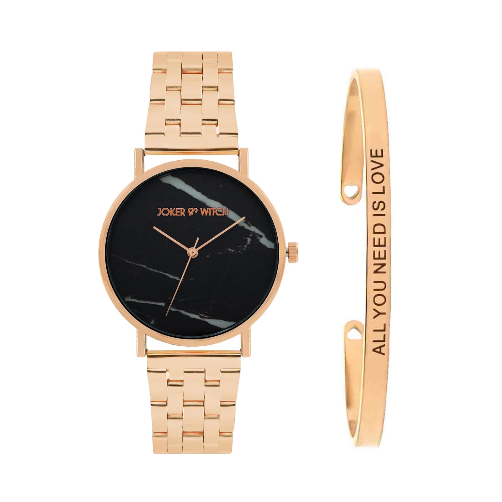 Joker & Witch Stainless Steel Women Sarai Analog Watch Bracelet Stack Combo, Black Dial, Rose Gold Band (B0C7L8ZKMM) Amazon Price History, Amazon Price Tracker