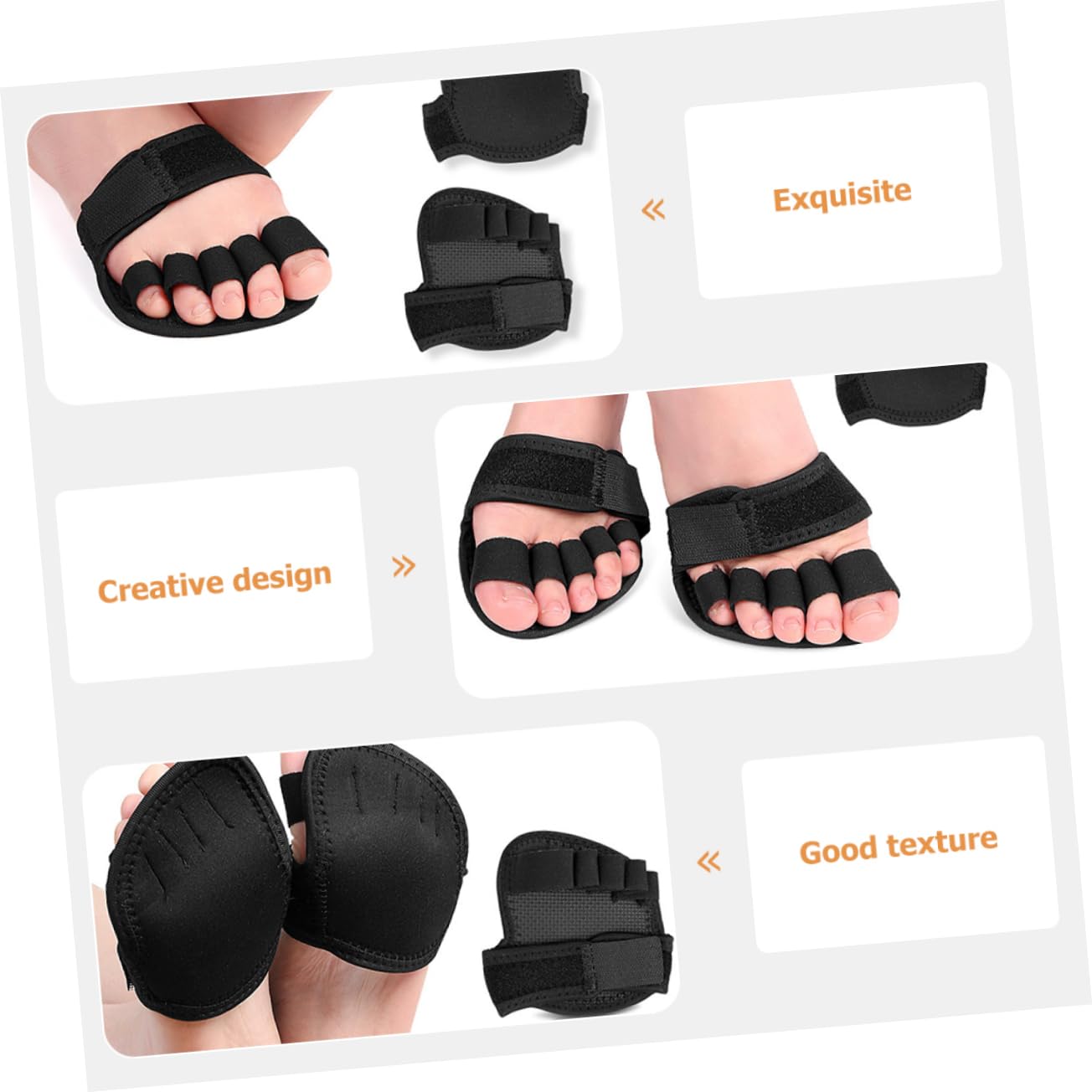 GLEAVI 5 Paare Yogamatte tanzen fitness-zubehã¶r fitness zubehör rutschhemmer toe pads elastikband Socken Vorfußpolster für Damen vordere Fußpolster rutschfest Bodenmatte Frontpolster sbr