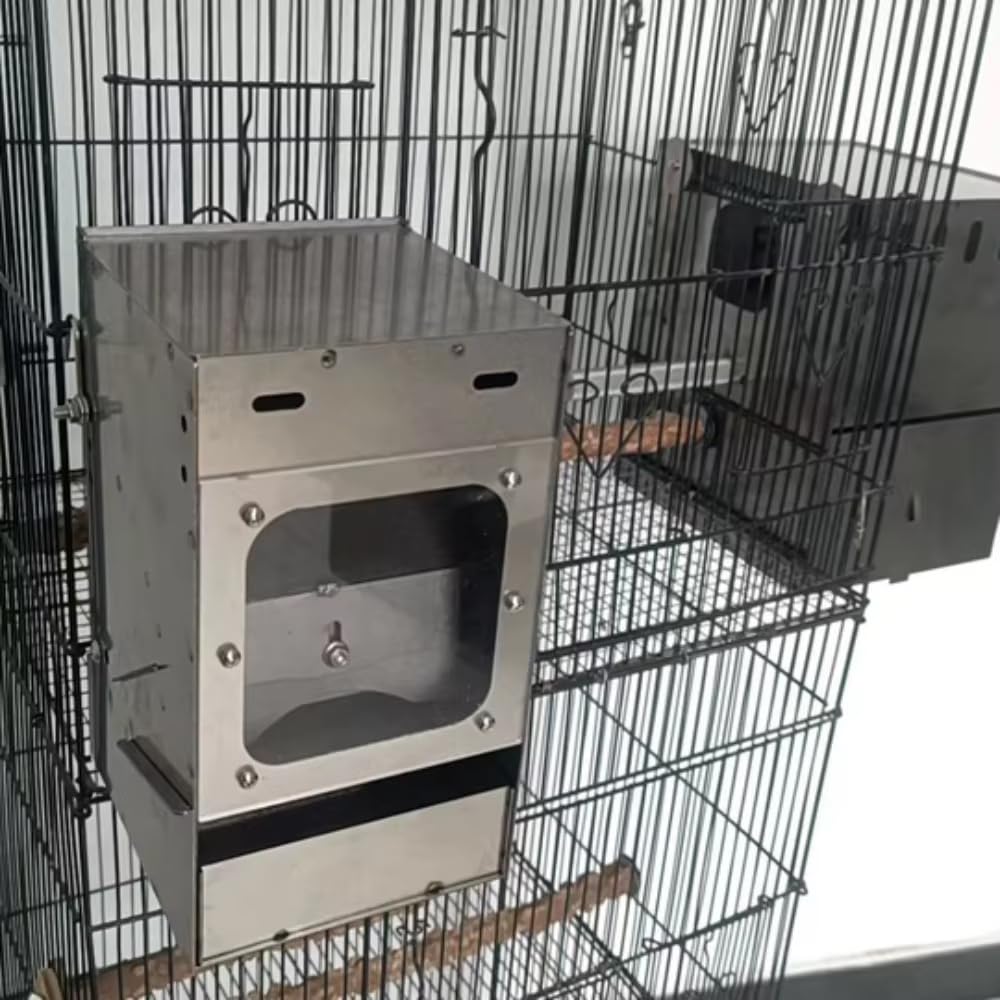 Comedero Automático de Acero Inoxidable para Loros, Antiderrame y Resistente a las Mordeduras, Ideal para Loros Grandes