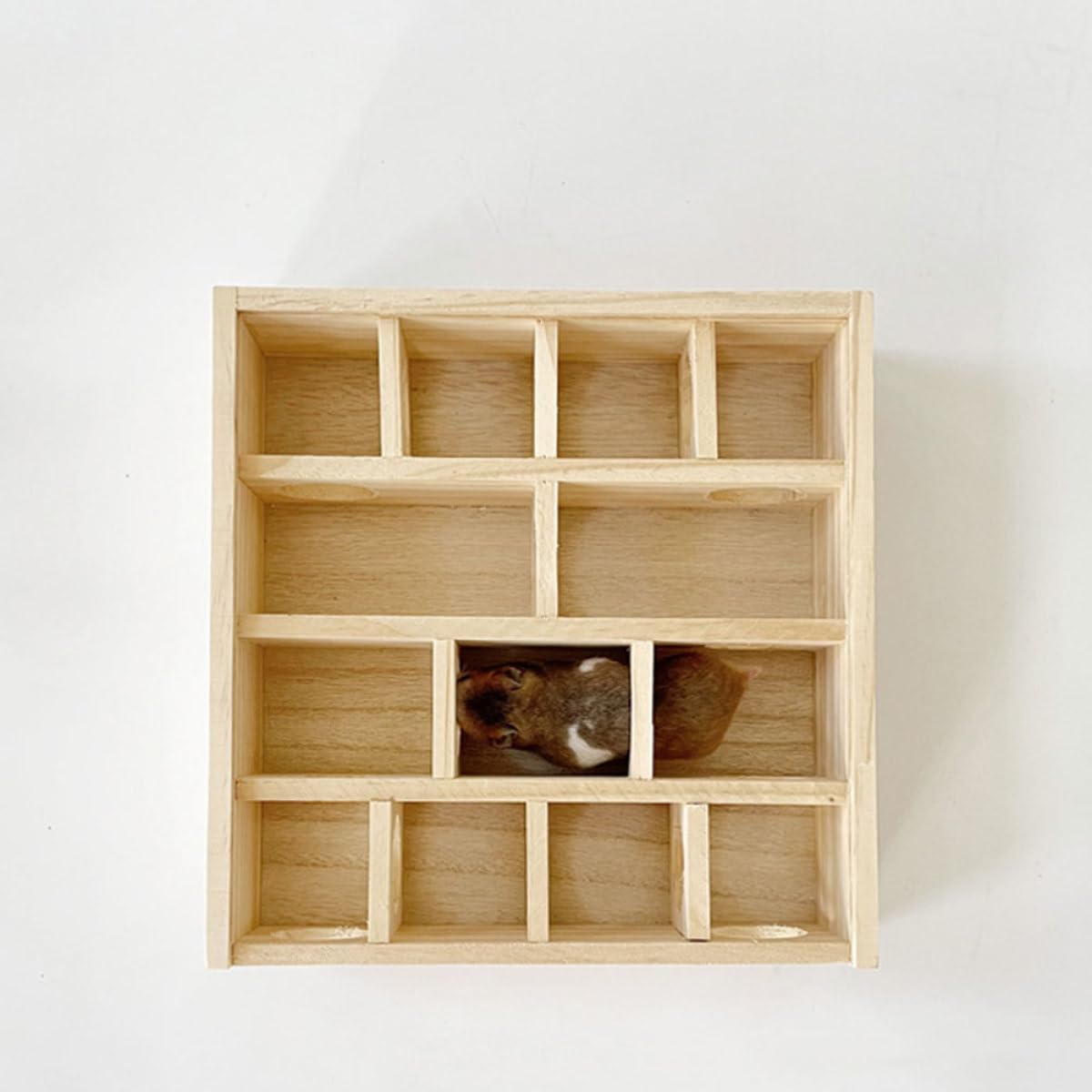 FOMIYES Holzlabyrinth für Hamster und Mäuse Mehrkammeriges Intelligenzspielzeug mit Praktischem Transportdesign Geeignet für Kleintiere und Zwerghamster