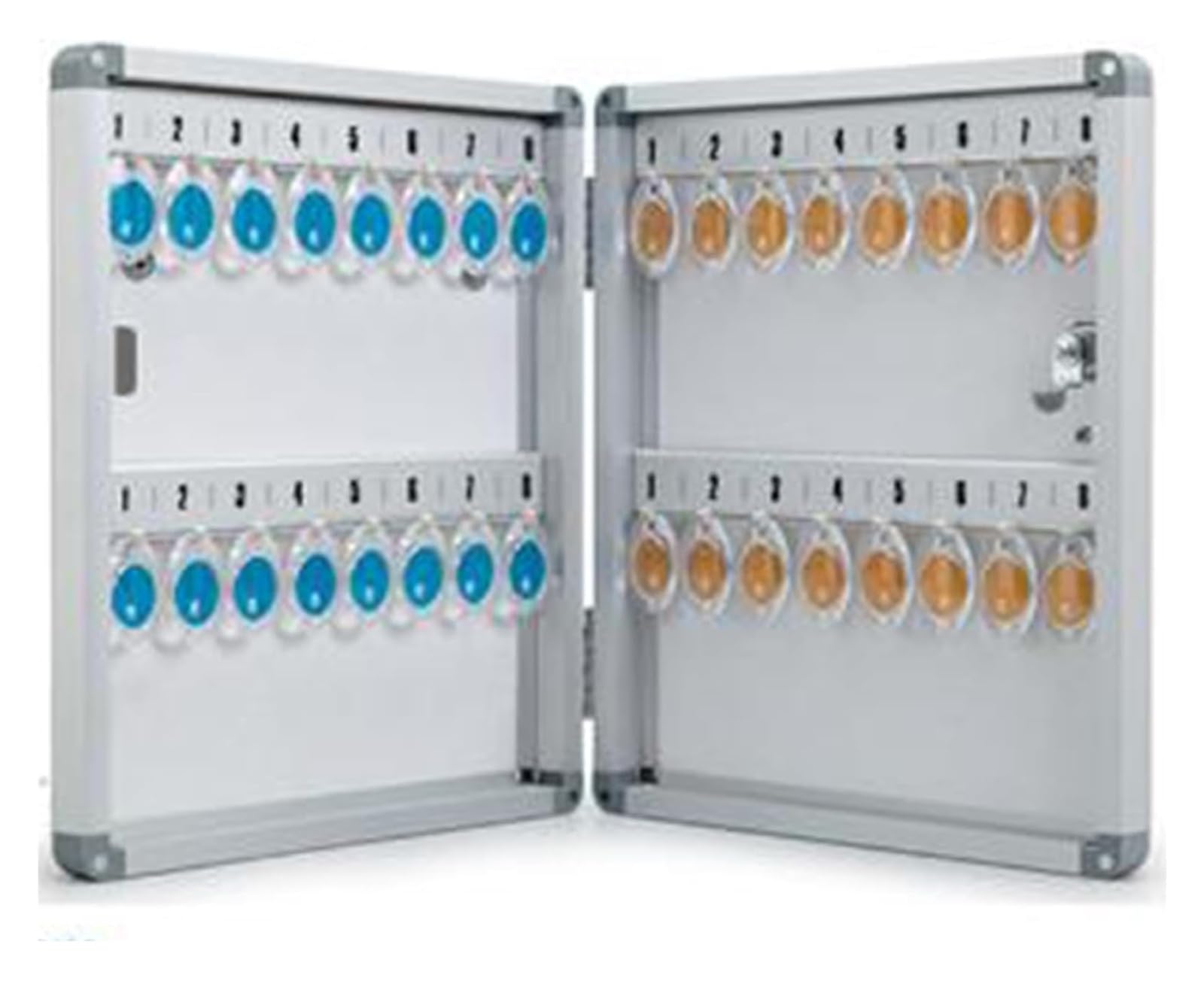 Armoire à clés murale, boîte à clés, boîte à clés avec serrure, armoire à clés ermoire à clés en métal, crochets à clés et étiquettes de couleur incluses (48 clés) (une couleur pour 32 clés)
