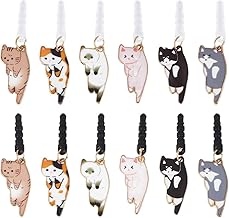 OLYCRAFT 12 Pcs Earphone Jack Cover with Charm, 3.5mm Cat Plastic Cap, Cute, For Smartphone Earphone Jack, Pendant, Cover, Dustproof, Dust, Dirt Prevention, Smartphone, Tablet, PC