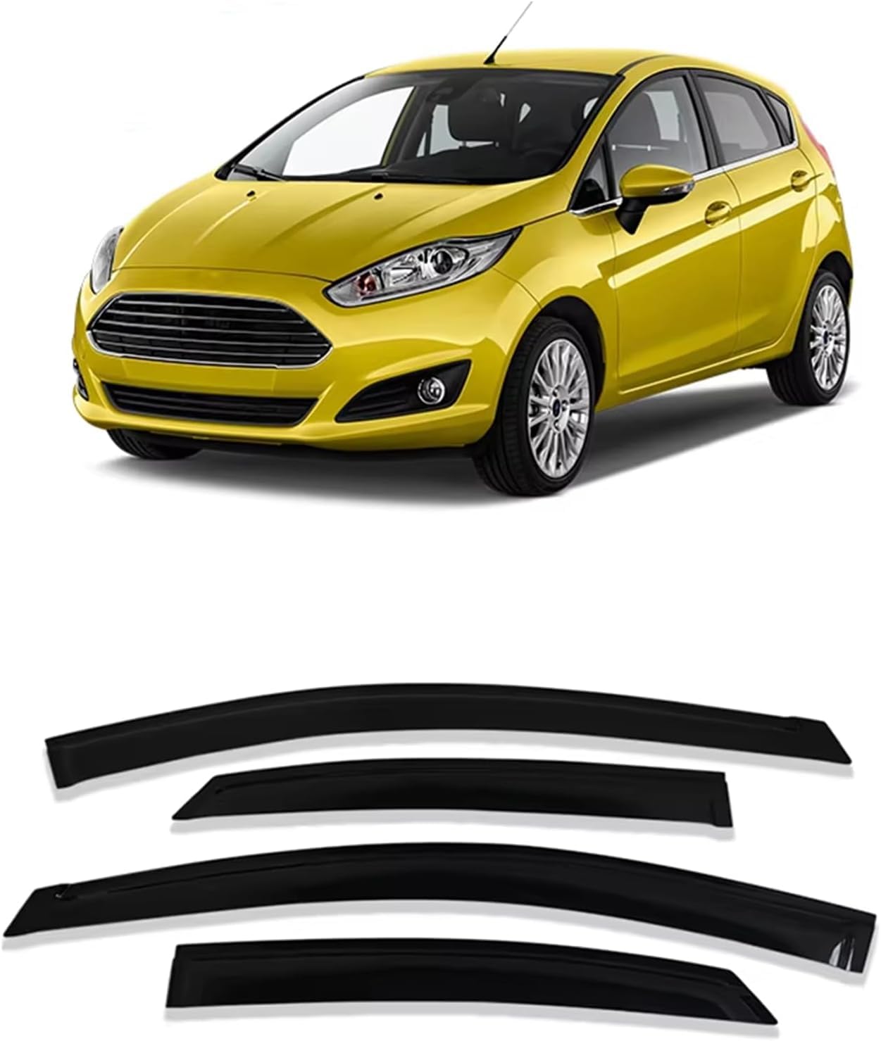 Acwyahso Normal Rain Guards Wind Deflectors For Ford Fiesta Hactback 2009-2015, 4Pcs Vent Visors, Allows Fresh Air & Keeps Rain Out, No-Drill Install