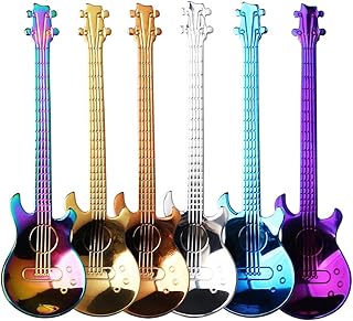 nuoshen Guitar Coffee Teaspoons, 6pcs Stainless Steel Musica