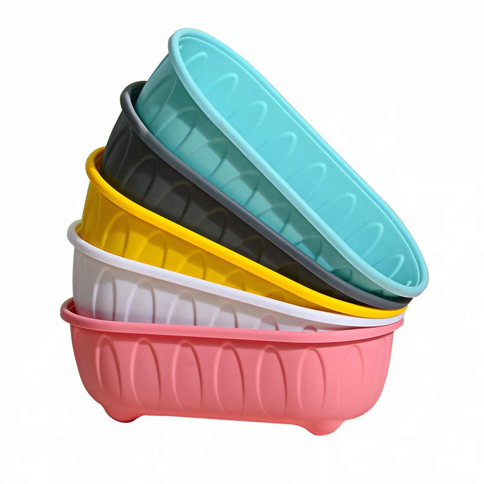 Fioriera Rettangolare 45,6 Cm Con Vassoio – Vaso In Plastica Giallo Per Balcone E Davanzale, Con Fori Di Drenaggio
