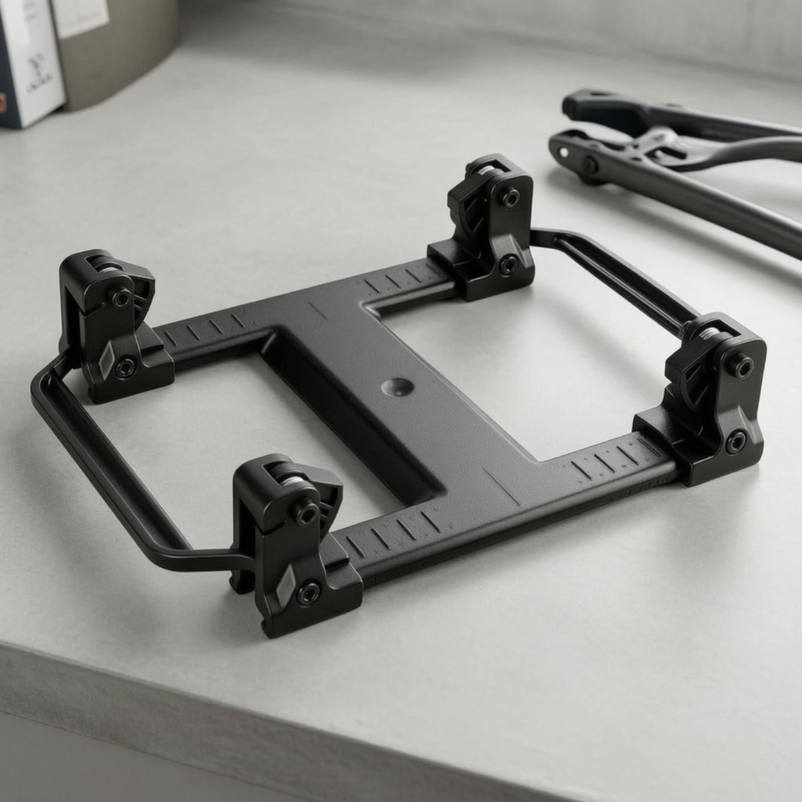 Support de Fixation Vélo Porte-Bagages Adaptateur Support Attache Mécanisme à Libération Rapide Pliable en Plastique de avec Brides d'angle Compatible