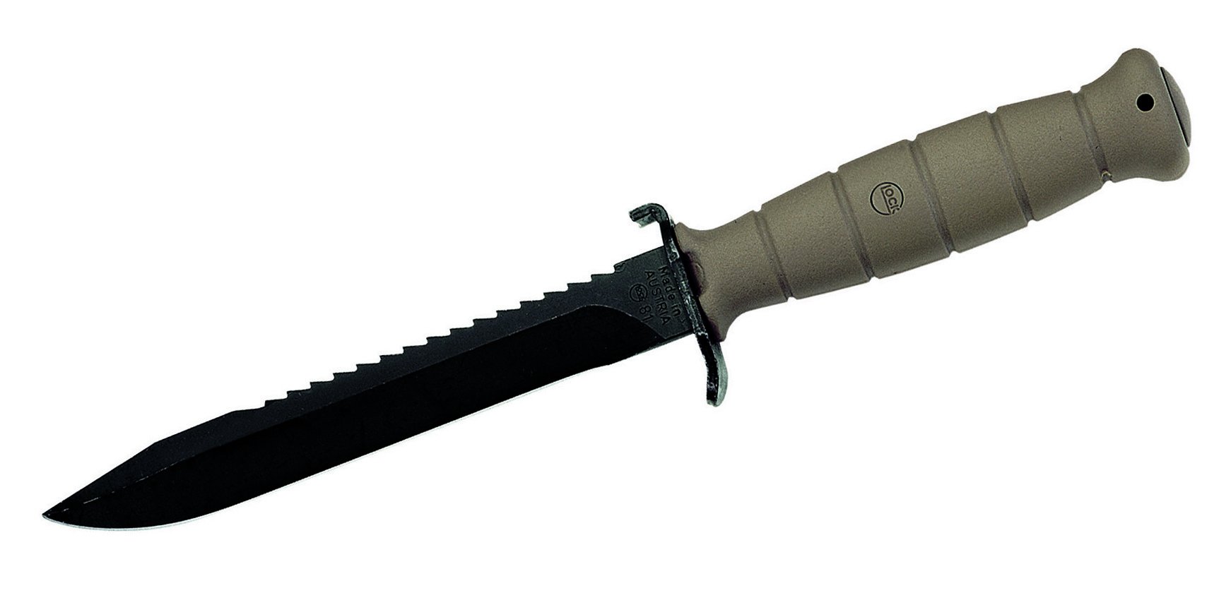 GLOCK FM81 Feldmesser Gürtelmesser Camping Outdoor Messer Angelmesser Federstahl Clip Farbe: Olivgrün