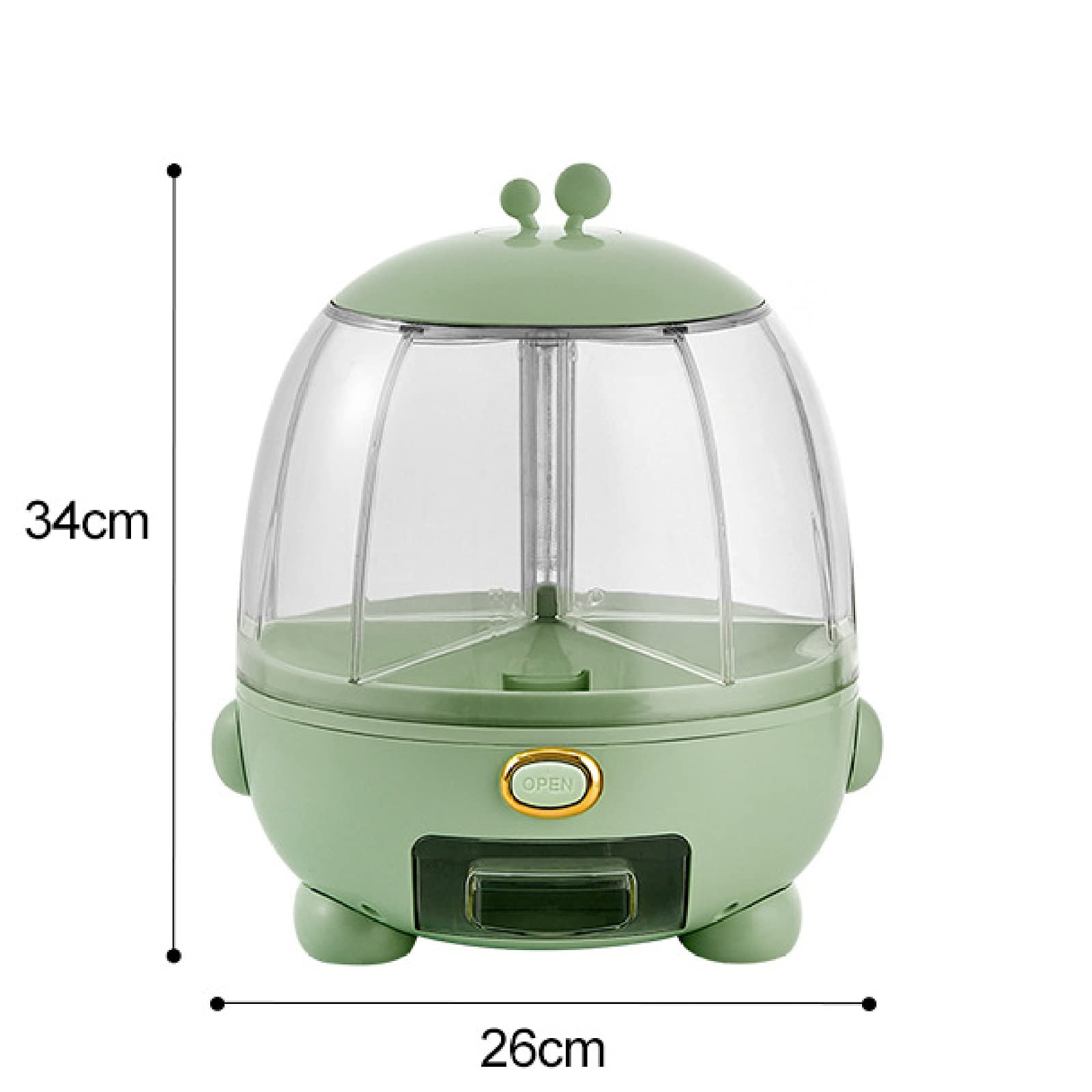 NIBHZ Dispenser per Cereali, distributore di Alimenti a 5 Griglie rotanti a 360 °, Contenitore per Riso e Cereali, Uscita del Riso con Un clic, Serbatoio Rotondo,Green