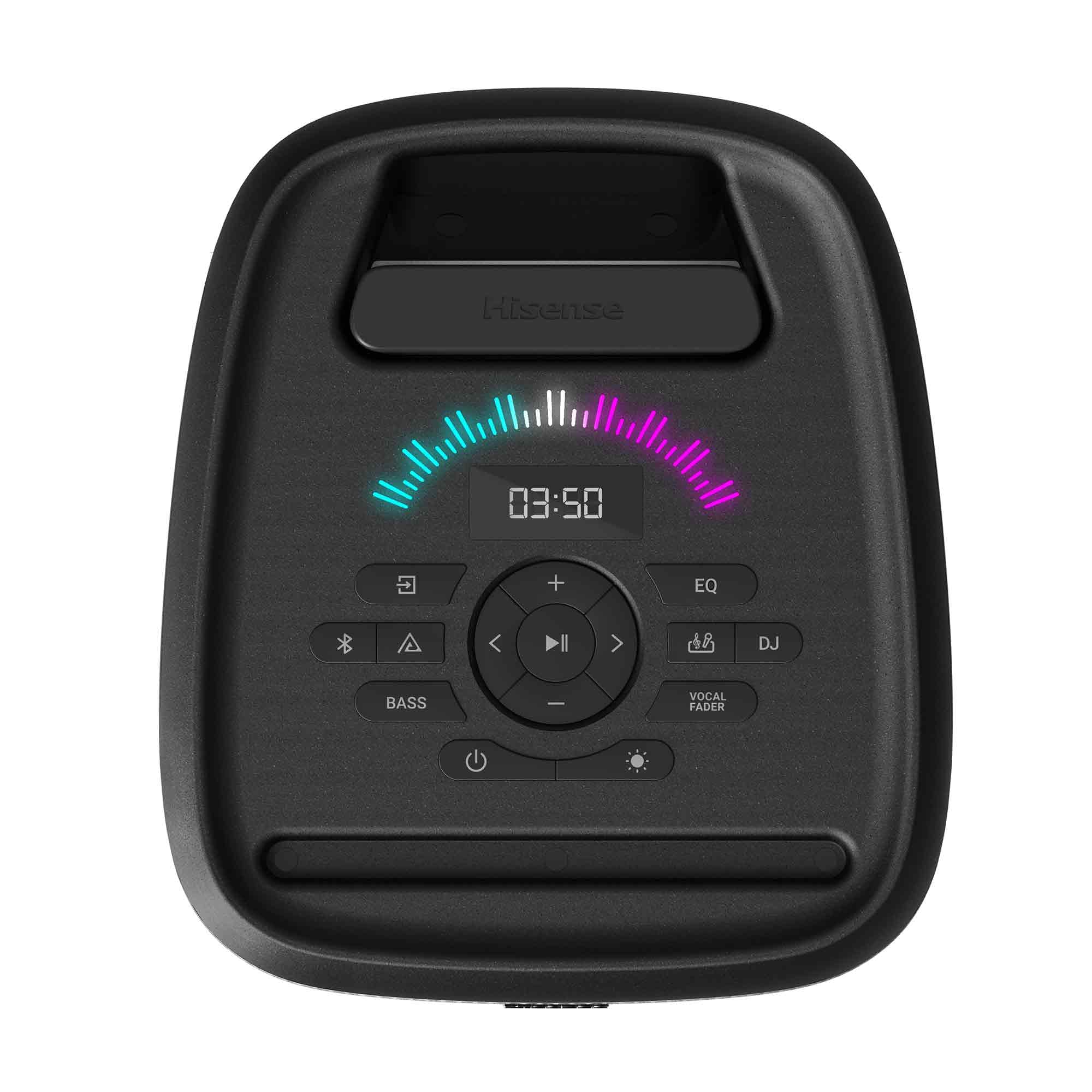 Hisense Party Thunder, 620 W Maximale Audioleistung, AI Lichtshow, 18 Stunden Akkulaufzeit, Auracast™ Receiver, Transportierbar, ConnectLife, IPX4 Wasserdicht, AI Vocal Fader, Bluetooth 5.4