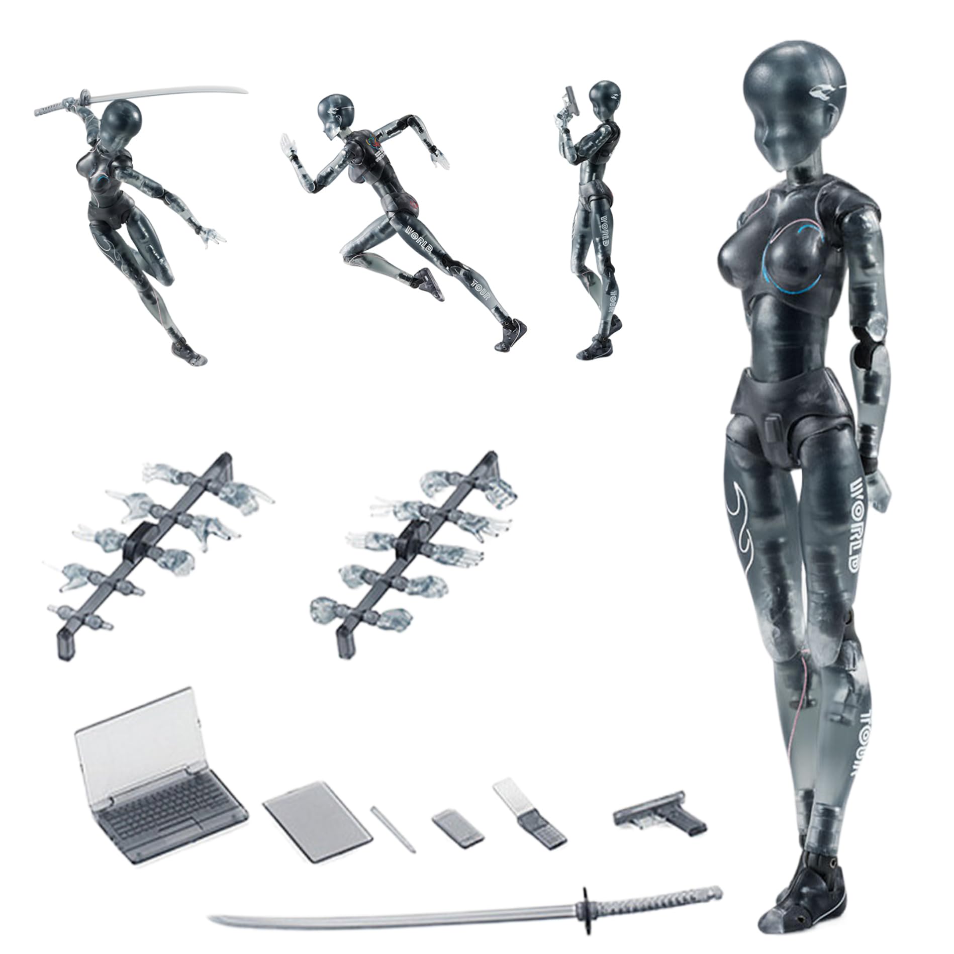 Artiste Dessin Mannequin, 5, 91 pouces de figure d'action posables avec des articulations mobiles pour référence artistique, affichage de table (femme)