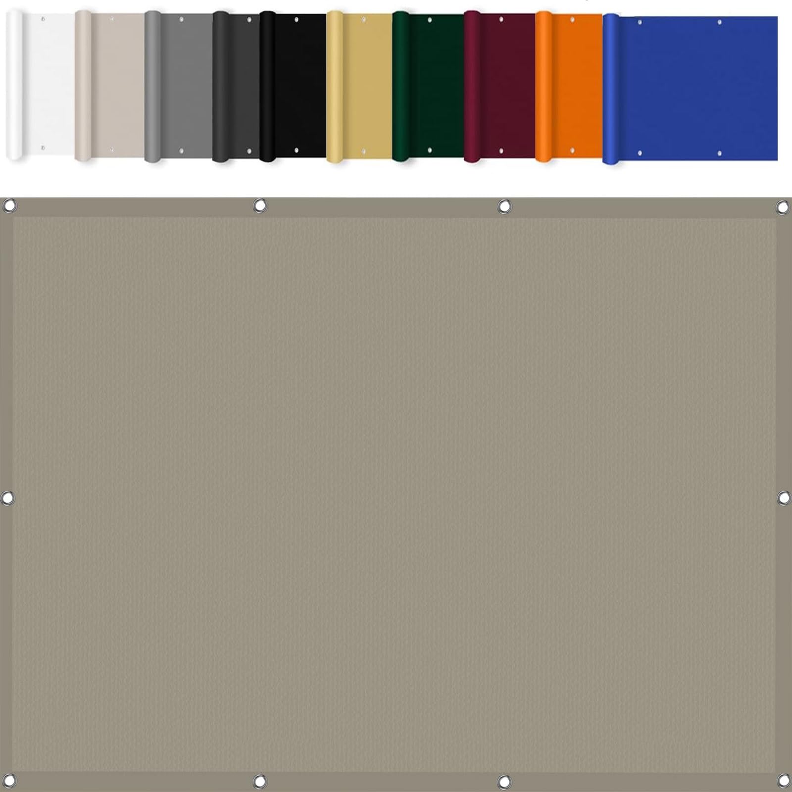 Voile d'ombrage imperméable rectangulaire 3.5x10m kaki pour jardin