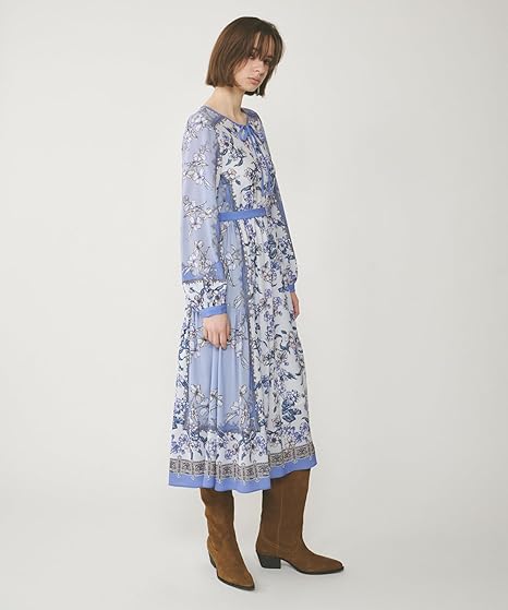 新品[グレースコンチネンタル25SS フラワーパネルプリントワンピース