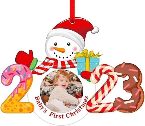 WhstSign - Marco de fotos para la primera Navidad, adornos para árbol de Navidad, para bebé, niño, niña, primera Navidad, regalos para padres recién