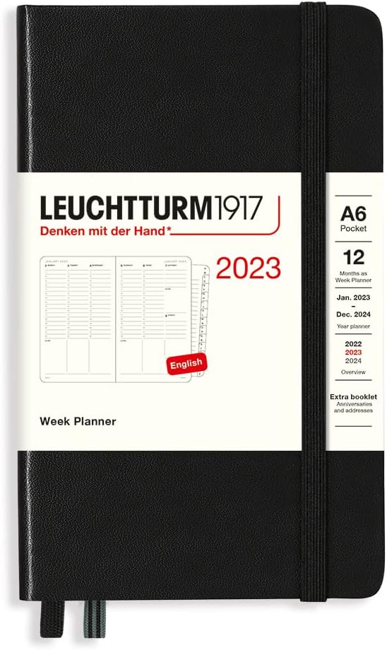 LEUCHTTURM1917 - Week Planner Medium (A5) 2023 with extra booklet, Vanilla (Jan 1 - Dec 31, 2023)