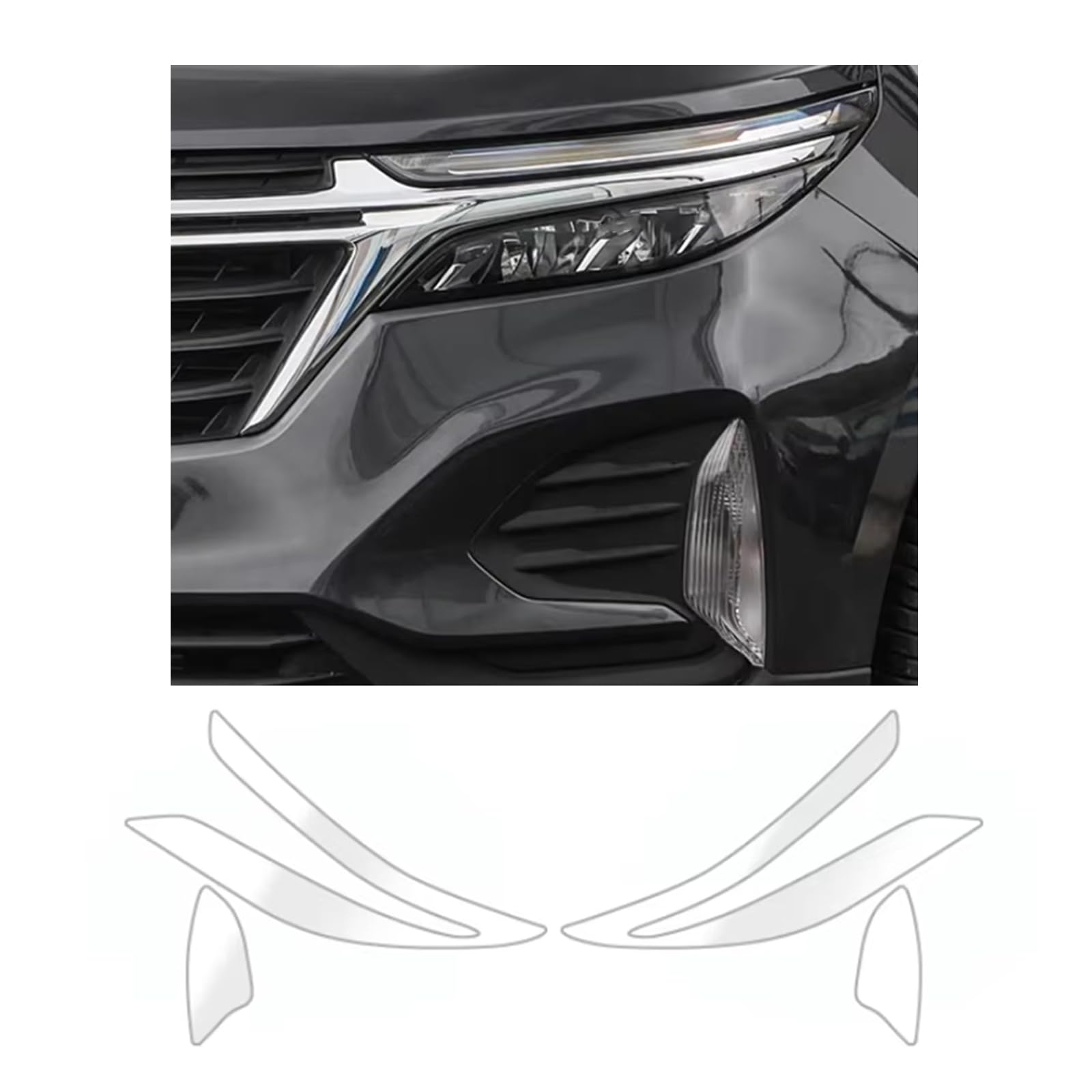 Headlight Film for Chevrolet Equinox 2022-2024, 1Set Transparent/Smoke Black Car Headlight TPU Protective Film
