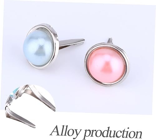 Miniatura 8 de EXCEART 50 Pcs Pearl Pushpin Brass Fasteners Kids Decor Studded Bra Brad Mini Brads Pastel Fasteners Alloy Paper Fasteners Paper Brads Child Double