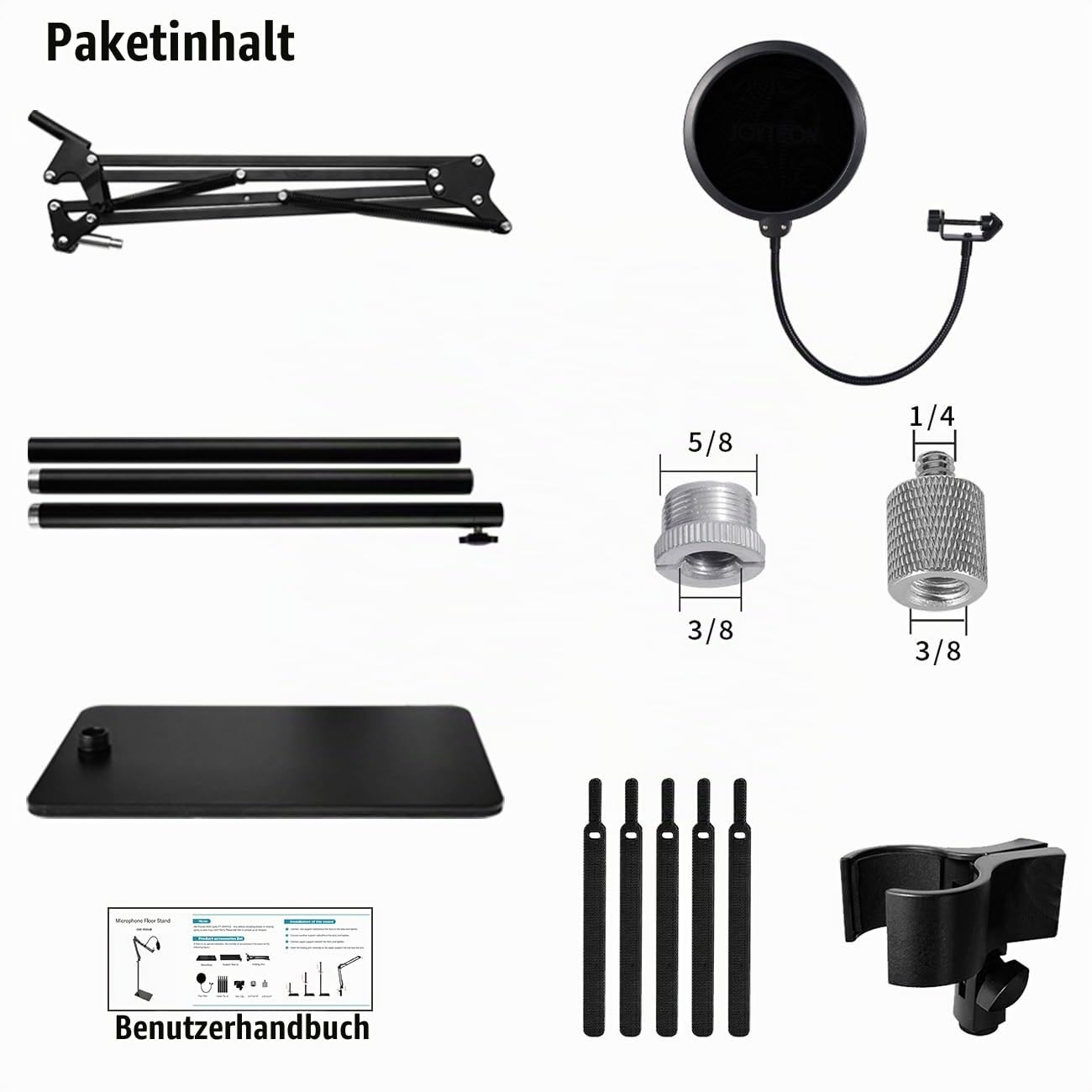 Mikrofonständer Boden mit Mikrofonarm, 3 kg Basis für Blue Yeti und SM7B