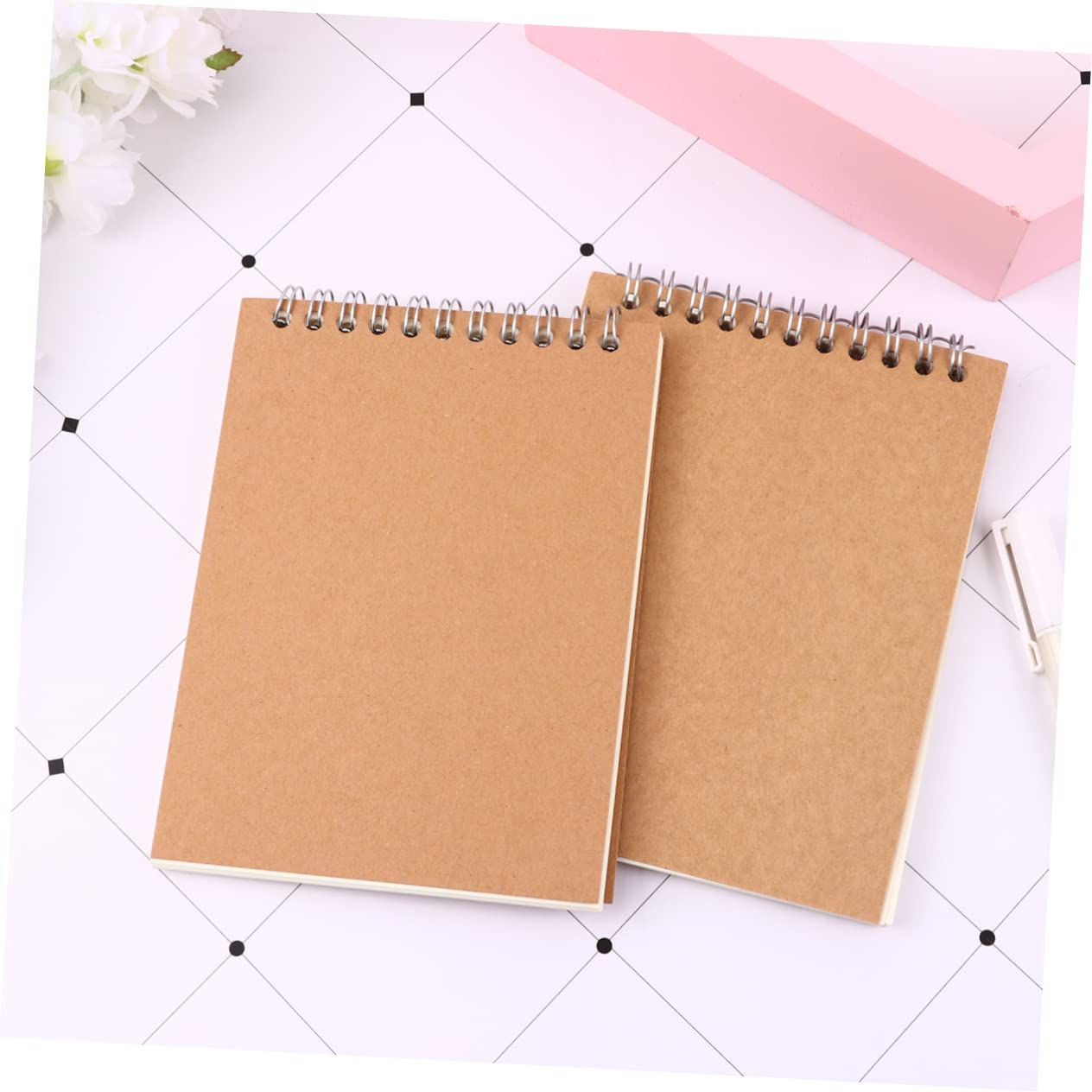 SHOWERORO 12 Stück Kraftpapier Notizbücher A6 mit Spiralbindung Blanko Seiten Notizheft für Schule und Büro 12stücke Braunes Papier Kraft Cover Design