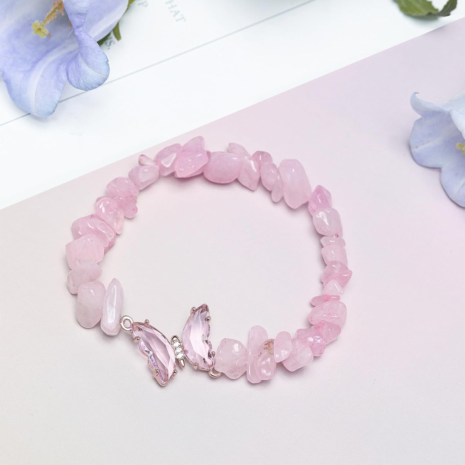 Artlunar Purple Butterfly Healing Bracelet, Gift Charm Jewelry with Beaded Bracelet for Women - Image 3