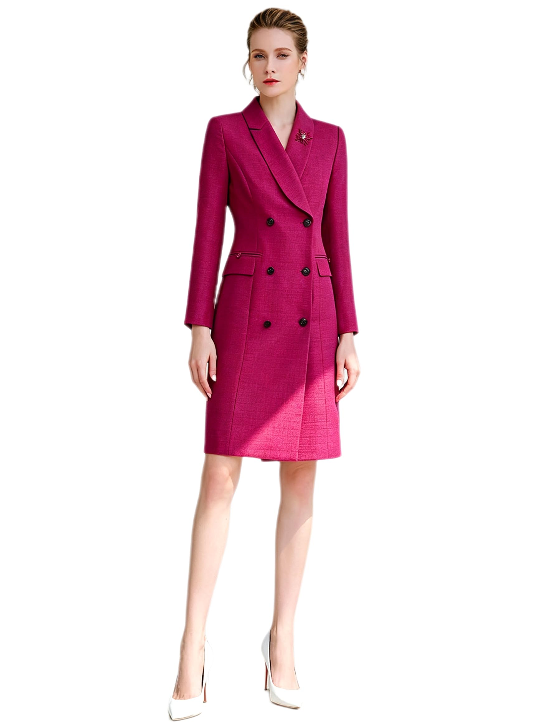Donna Casual Scialle Risvolto Vestito Blazer Doppio Petto Smoking Cappotto