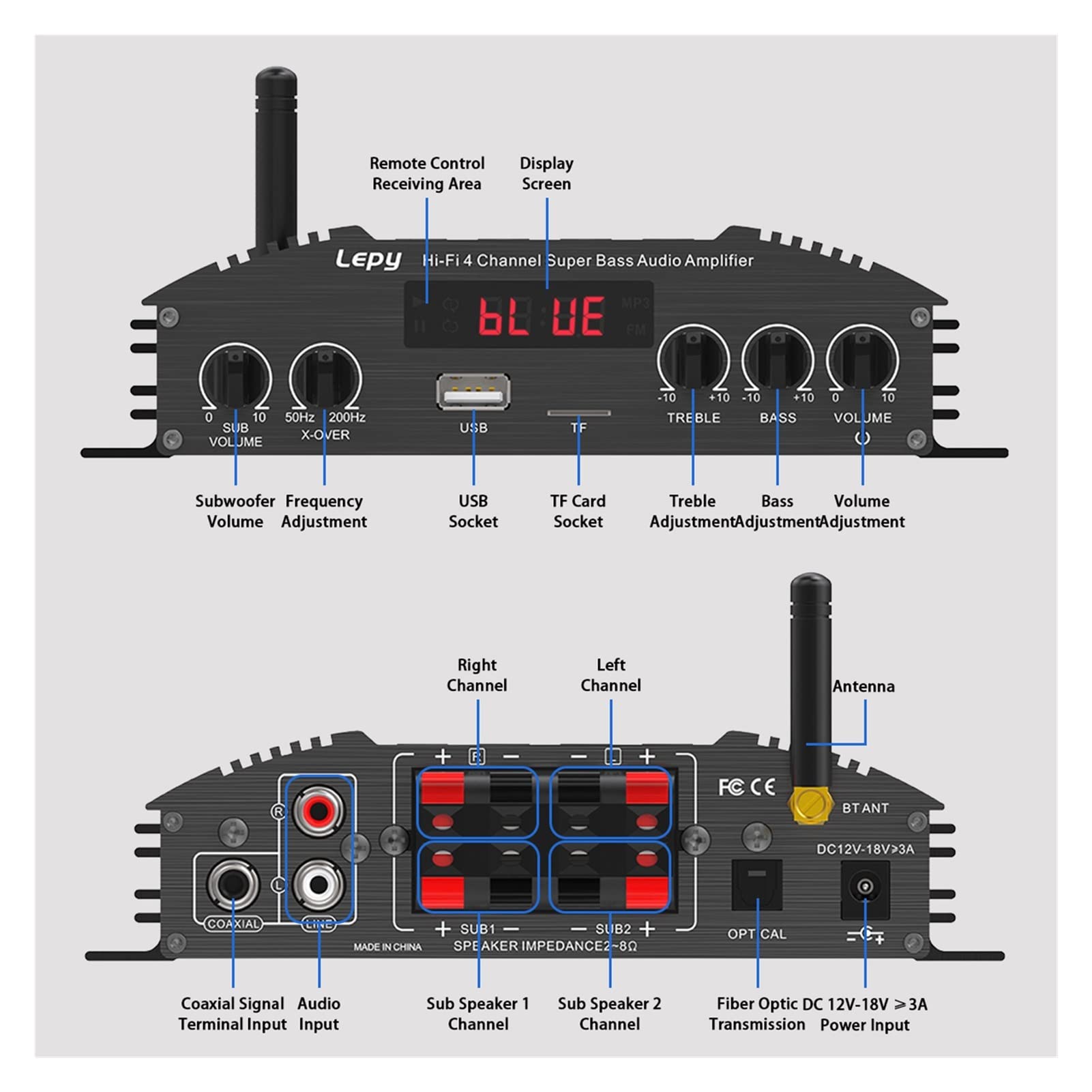 Amazon.co.jp: 多機能オーディオアンプ 2400W 4CH車のオーディオ