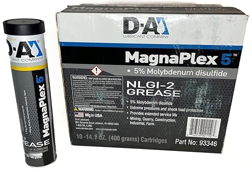 Magnaplex 5 NLGI 2 Tubos de grasa de 14 onzas Caja de 10 tubos 5% Moly Grasa compleja de litio Protección de alta temperatura Protección de