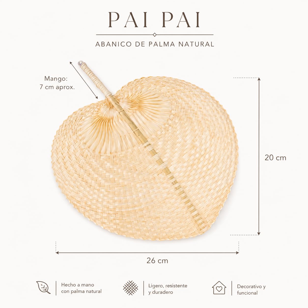 Detalles Boda para Invitados, Pai Pai Bambú Ratán 26 x 20 cm (25) | Pai pai de ratán natural fabricado a mano, ideal como detalle original para bodas y eventos de verano.