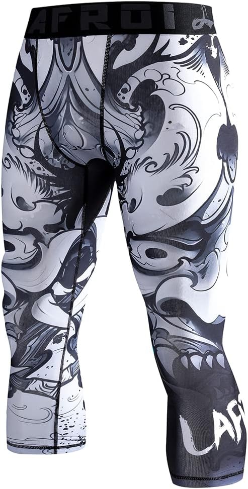 LAFROI Men's Compression Fit 3/4 Tights Leggings with Pcoket/Non-Pocket-YSK10