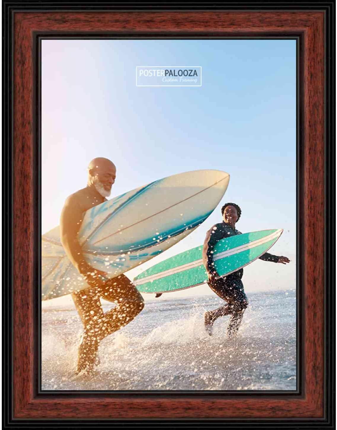 Poster Palooza 5x7 Inch Traditional Mahogany Complete Wood Picture Frame with UV Acrylic Plexiglass, Foam Board Backing & Hardware Included - 5x7 Inch Frame