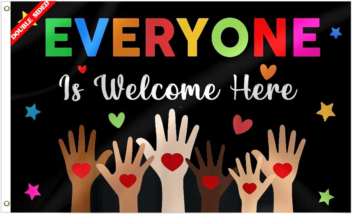 Everyone Is Welcome Here Idaho Teacher Flag 3x5FT Vivid Color Fade Resistant Polyester with Brass Grommets Gifts and Room Decor Indoor Outdoor (Fashion 2, 3x5FT)