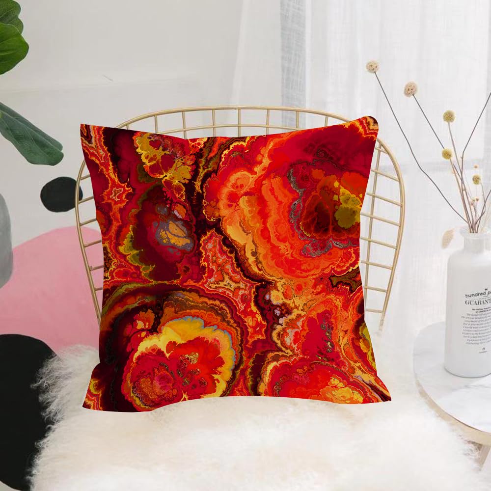 Hyosxw Red Batik-Abstract Colorful Vibrant Fractal - A9 Cushion Cover,Throw Pillow Case Home Decorative For Living Room Bedroom Sofa Chair 18X18 Inch,Red Batik-Abstract Colorful Vibrant Fractal Kraft Vintage Watercolor Pattern Pa,Pillowcase 45X45cm