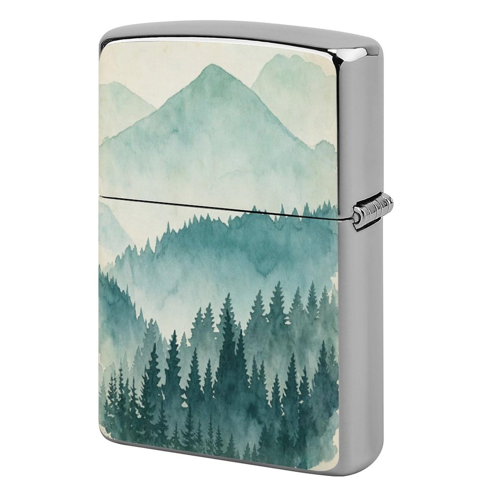 Btcowzrv Style Green Mountain Landscape Metal Lighter Case Sleeve Cover Holder