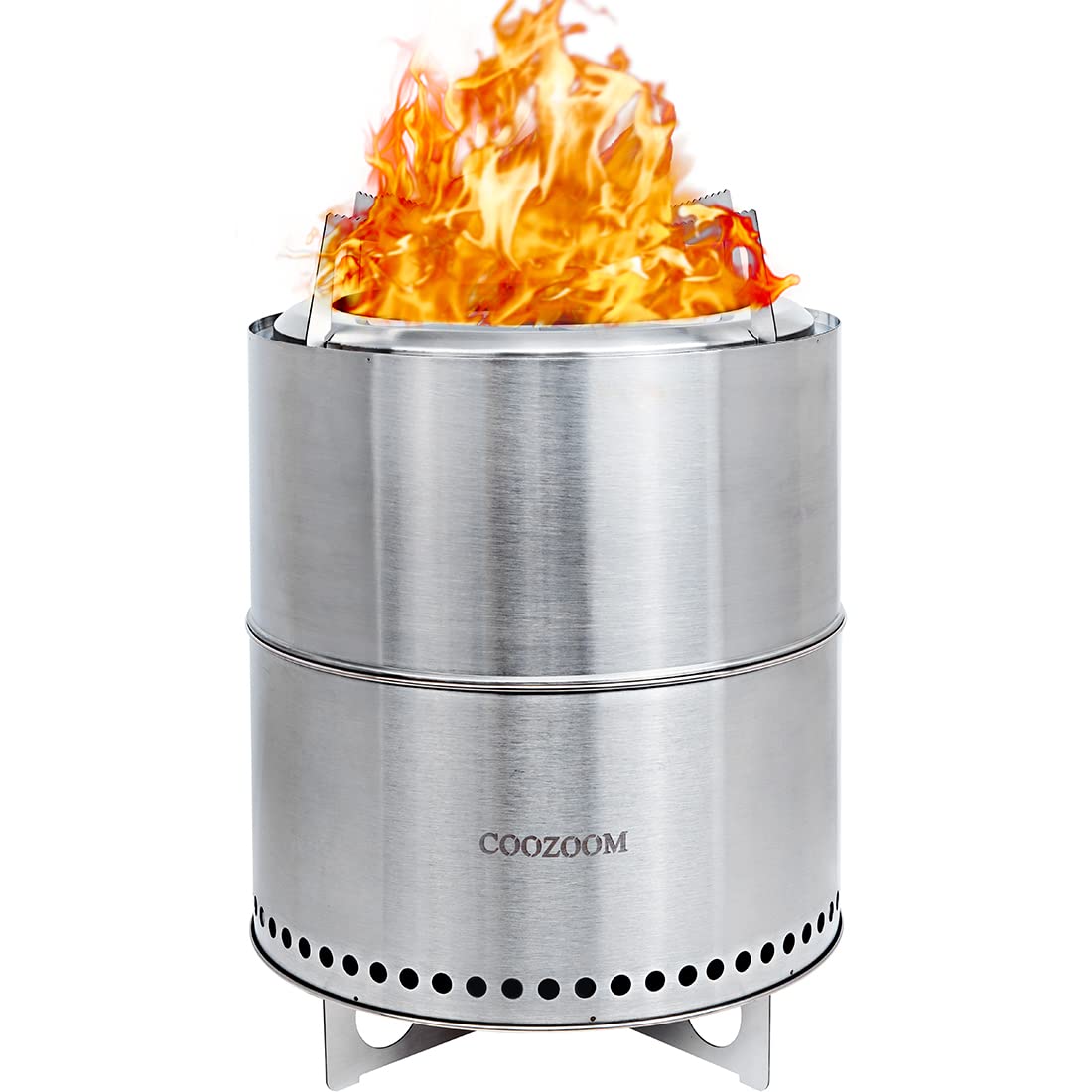Buy COOZOOM 15'' Portable Smokeless Fire Pit with Stand Stainless Steel