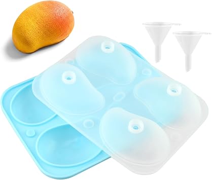 3D Mango Shape Cake Mold, Dual-Color 4-Cavity Mango Silicone Mold, Durable Nonstick Decoration Fruit Mould for Cake, Dessert, Chocolate & Mousse
