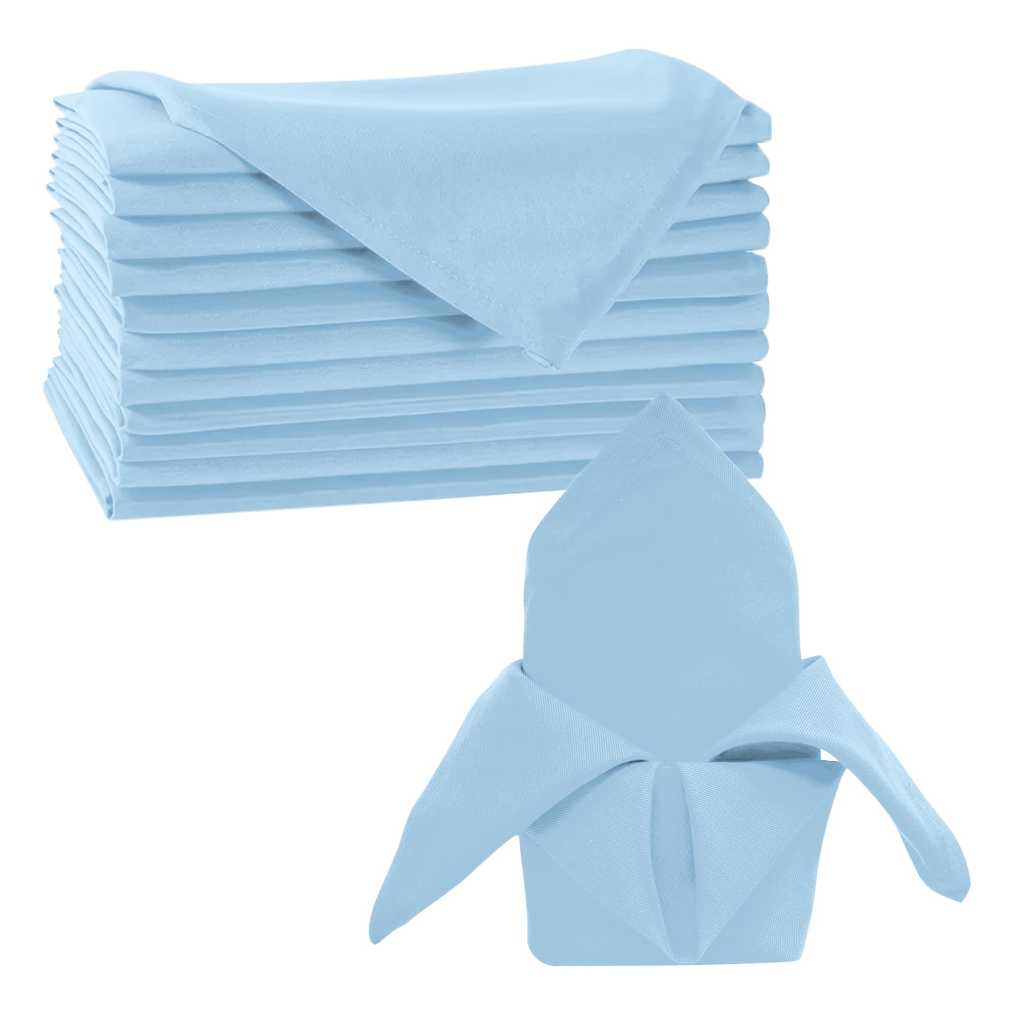 Trimming Shop 20 x 20 Inch Baby Blue Cloth Napkins 100% Polyester, 8pcs — image 1