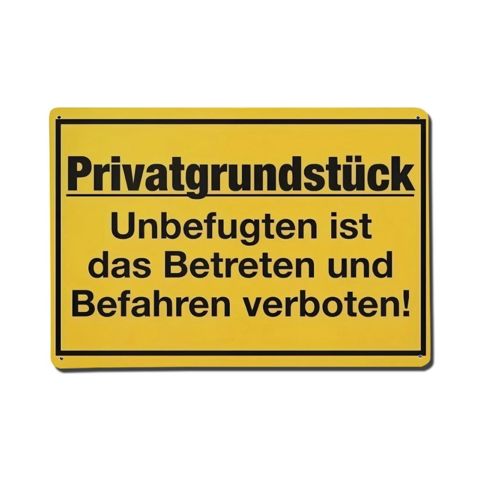German Private Property Warning Sign Vintage Aluminium Metal Sign, Retro Wall Decor for Home, Bar, Garage & Farmhouse 20x30cm
