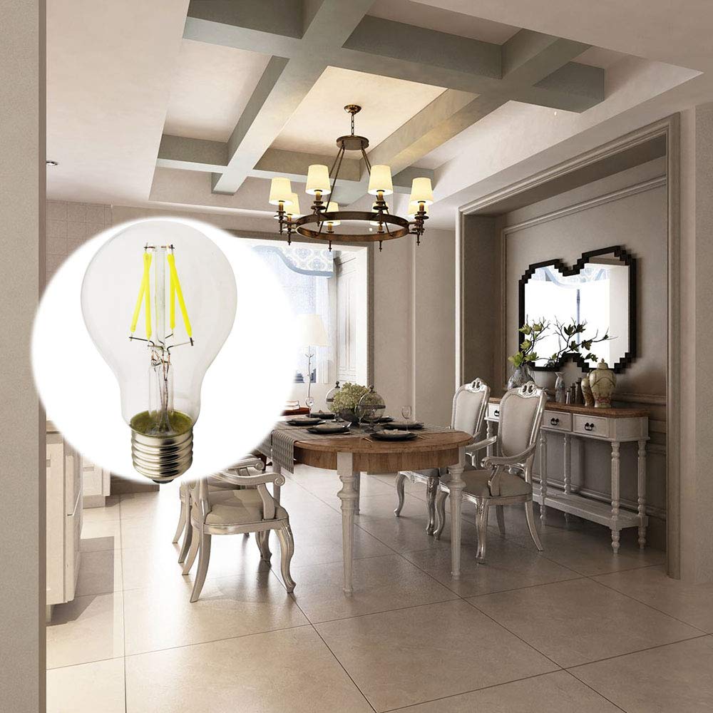 Vintage A60 A19 Led Edison Filament Light Globe Bulbs Light Bulb Lamp NO Dimmable 4W 6000K 1PCS Cold — view 2