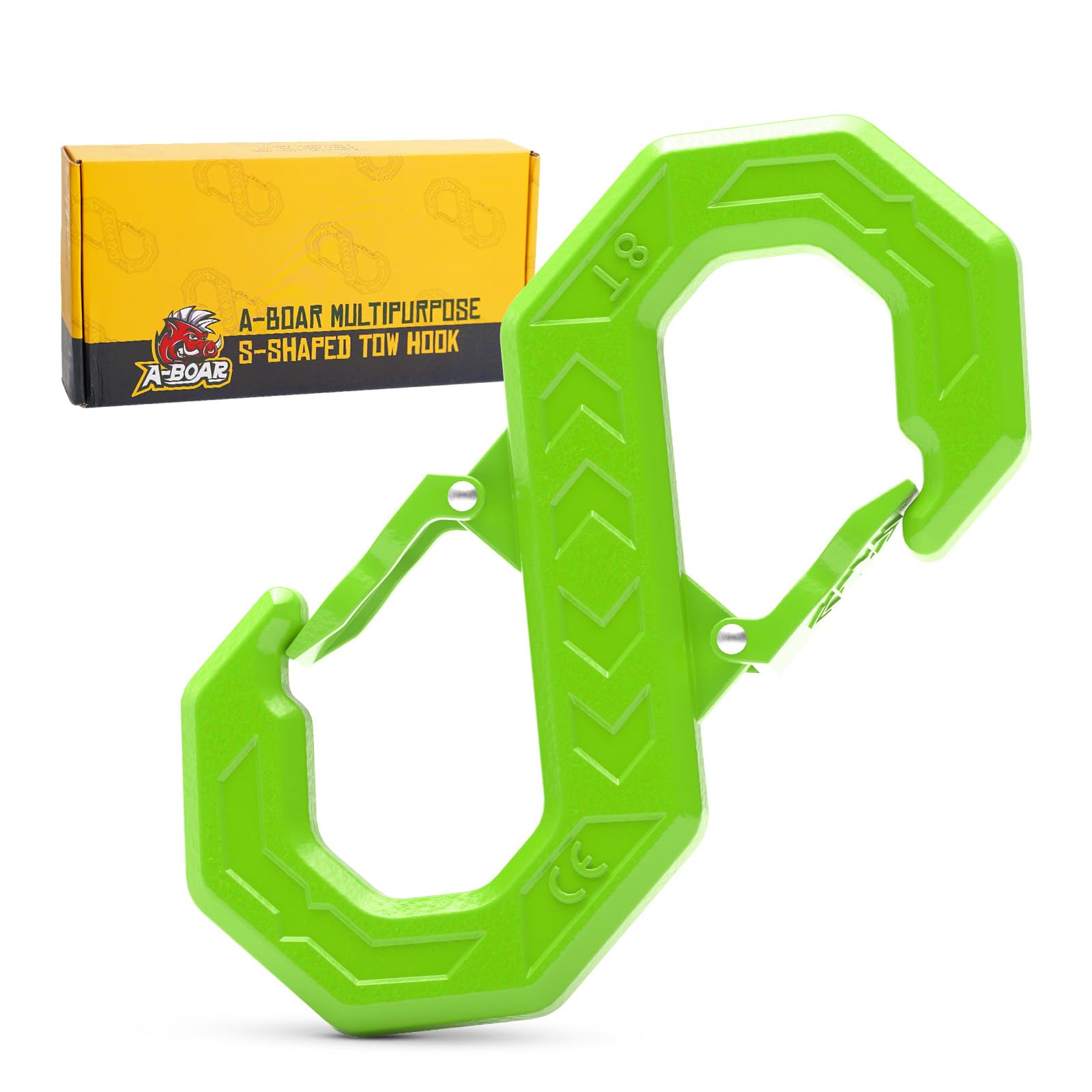 3/8" Tow Hook, S-Shaped Winch Hook, 33,000lbs Breaking Strength, G80 Heavy Duty Forged Steel Tow Hooks, Fast Connect Easy Release Winch Shackle Towing Hook for Trucks, SUV, ATVs, Trailer, Green