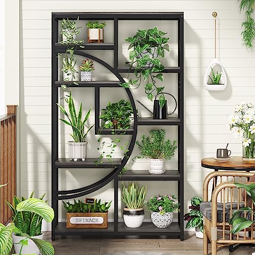 Image of Tribesigns Bookshelf Industrial 5 Tier Etagere Bookcase, Freestanding Tall Bookshelves Display Shelf Storage Organizer with 9-Open Storage Shelf for Living Room, Bedroom